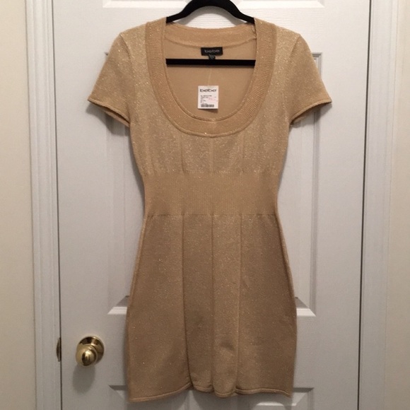Gold Metallic Bodycon Dress NWT - Picture 1 of 4